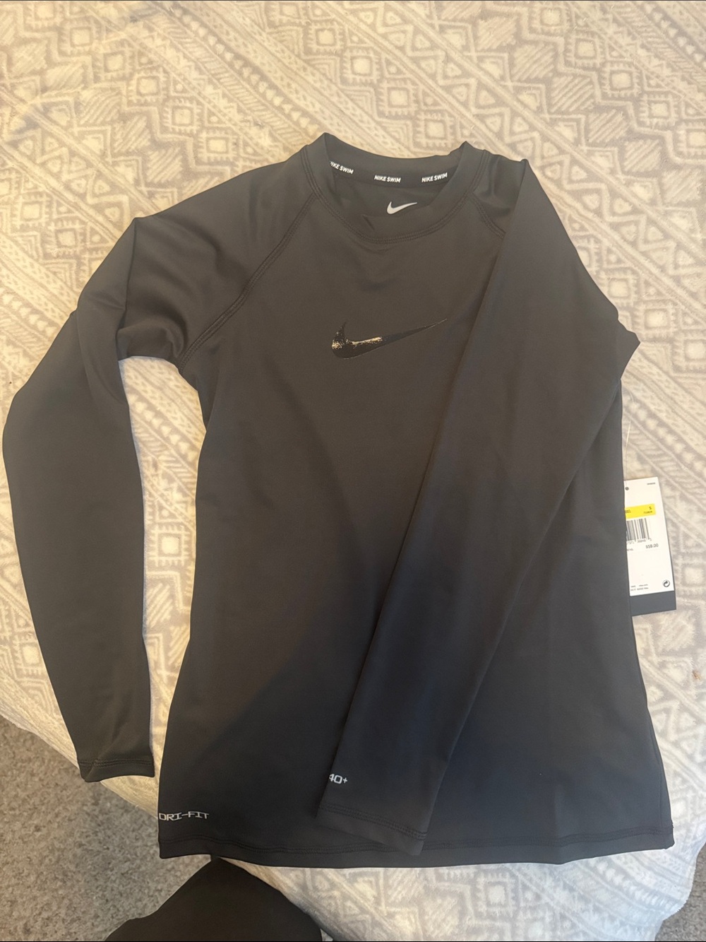 Nike Black Long Sleeve Training Top with Subtle Swoosh